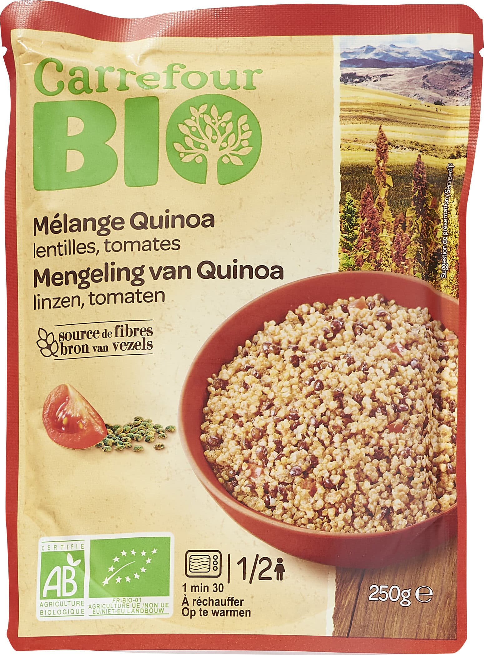 Carrefour BIO Mélange Quinoa lentilles et tomates packshot