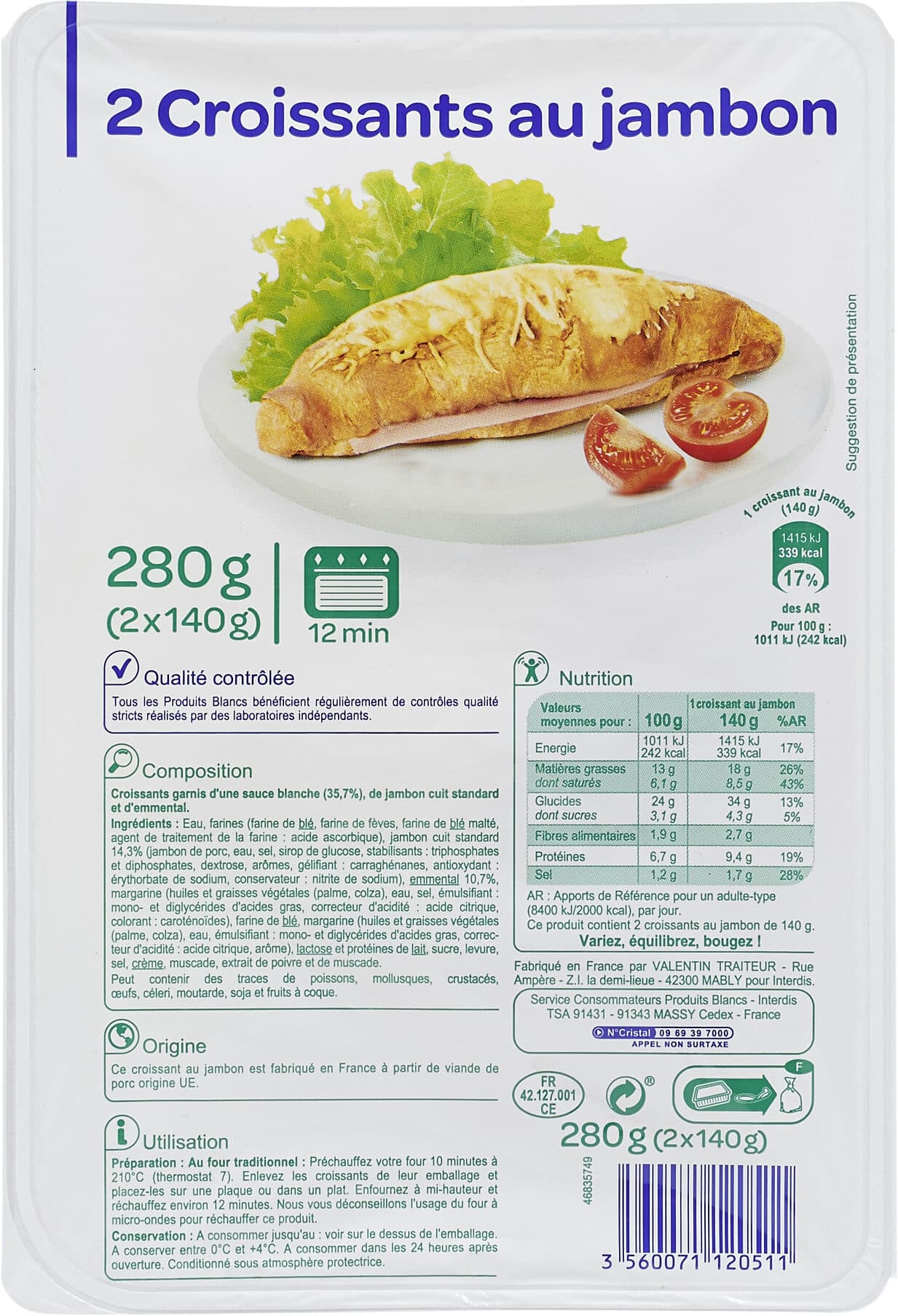 Carrefour Discount Croissants au jambon packshot