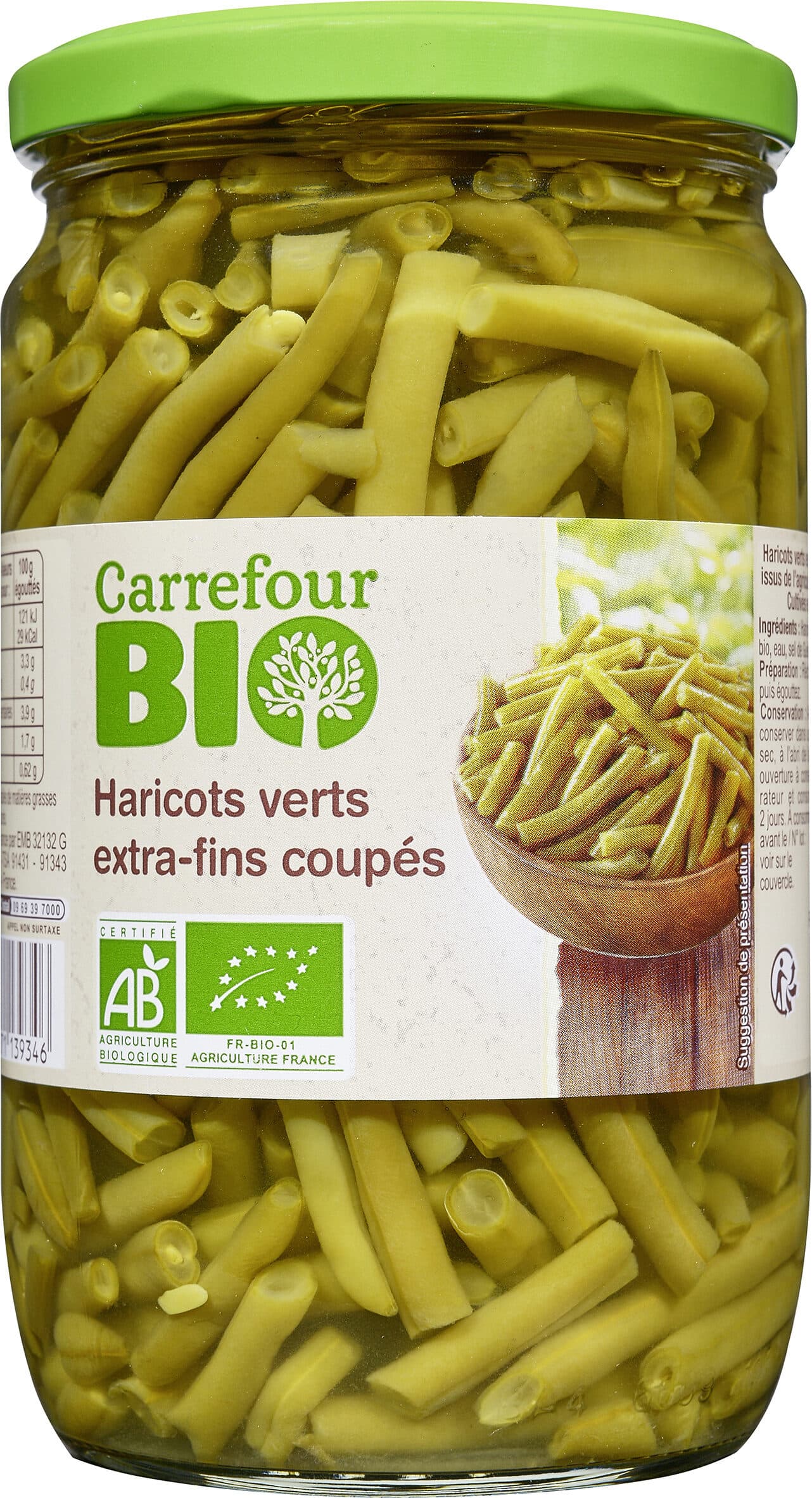 Carrefour BIO Haricots verts extra fins Coupés packshot