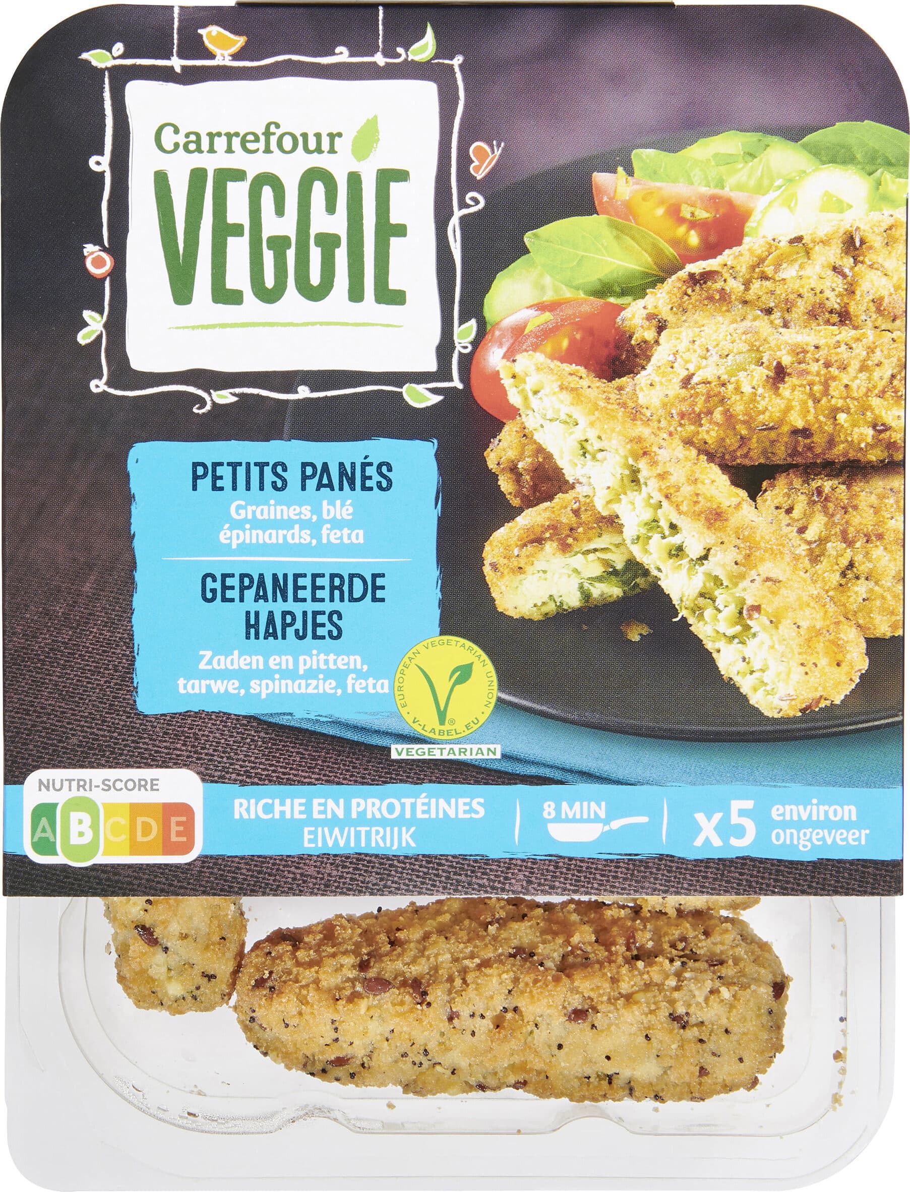 Carrefour VEGEtal Fingers Blé, Épinard, Feta packshot