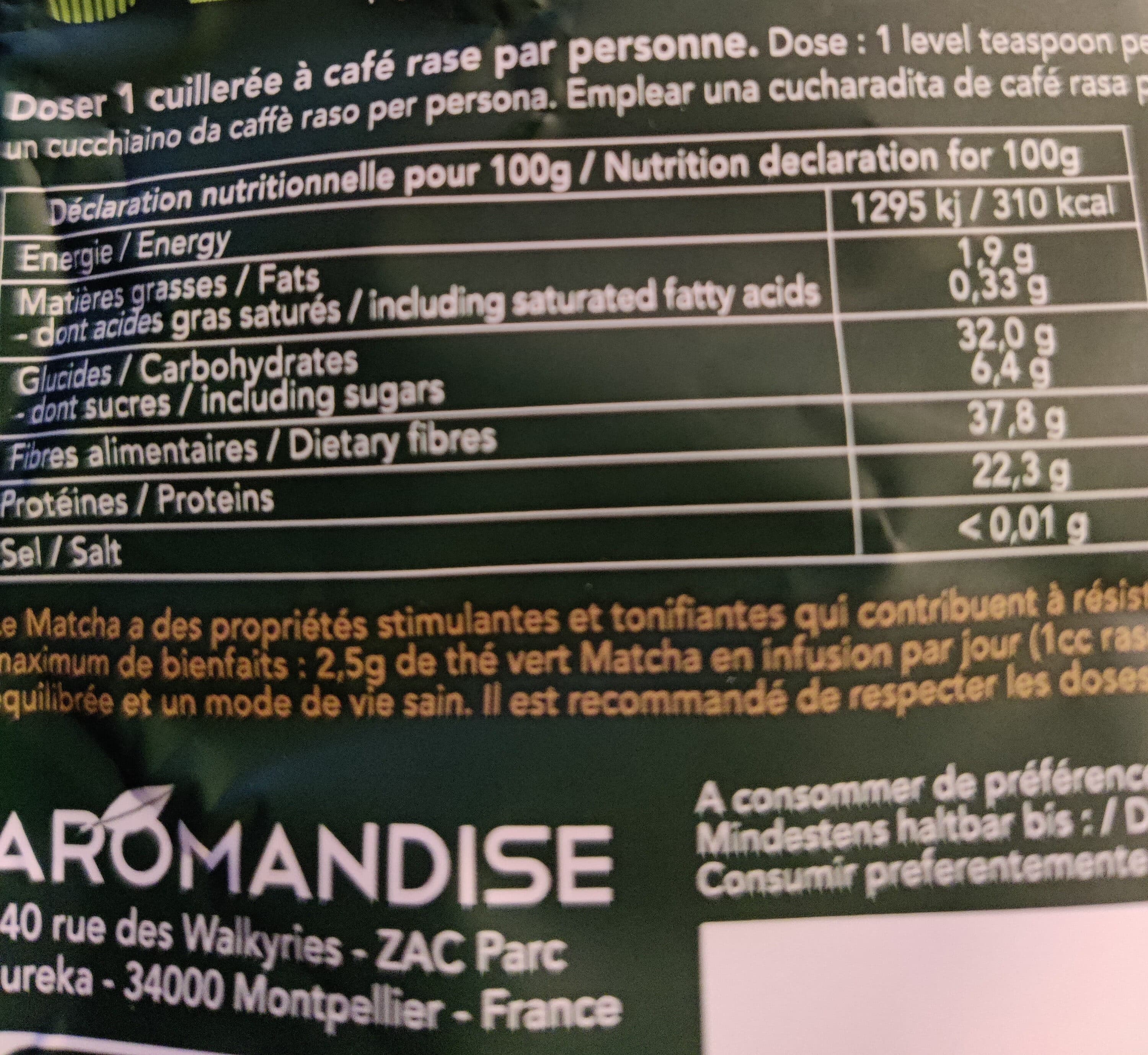 Aromandise Poudre de Thé Vert Matcha packshot
