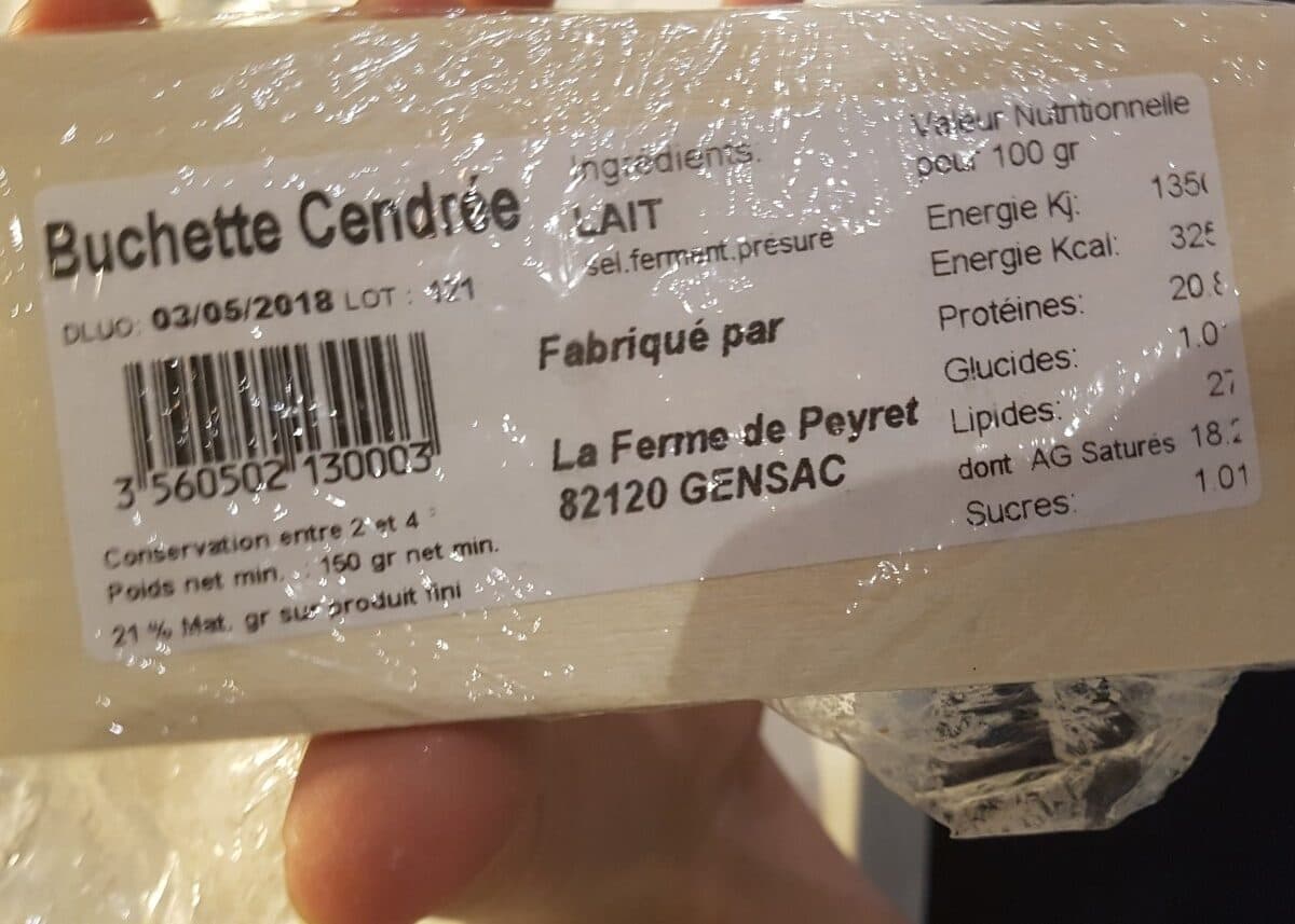 Open Food Facts buchette cendrée packshot