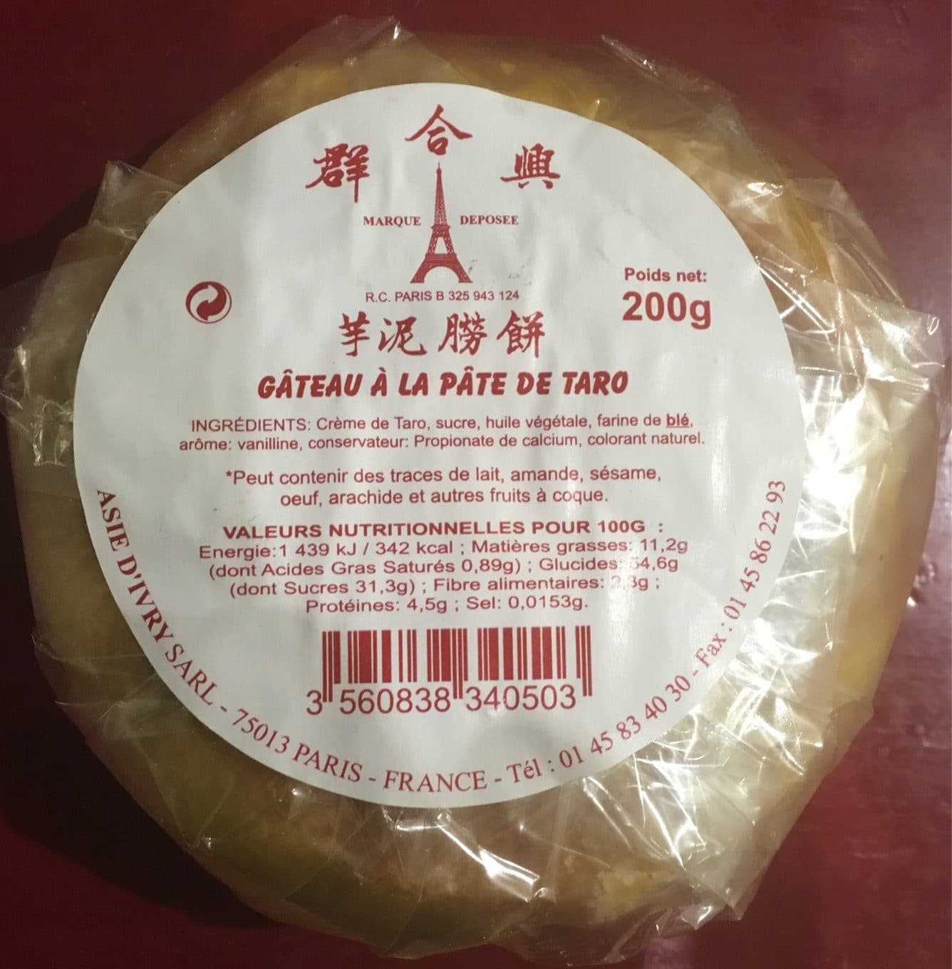 Asie D’ivry Sarl Gâteau à la pate de Taro packshot