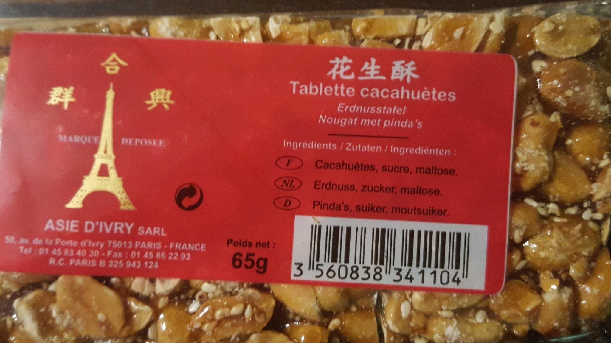 Asie d'Ivry Tablette cacahuètes packshot
