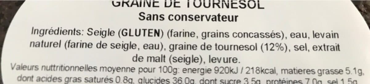 Olsen Pain de seigle complet aux graines de tournesol packshot