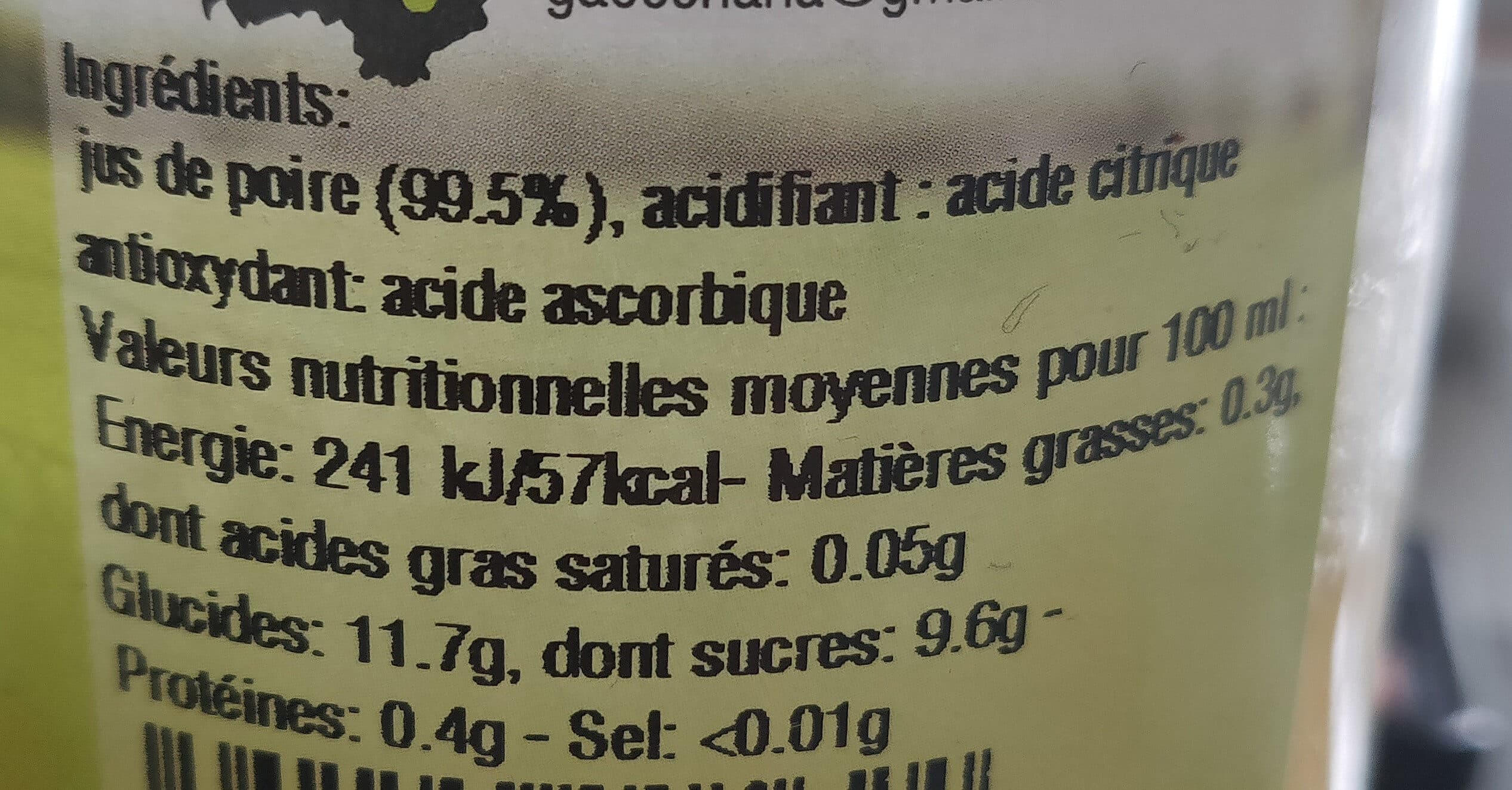 Les vergers de la Chana Jus de POIRE packshot