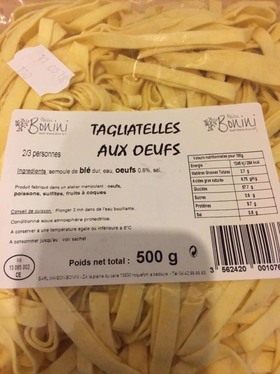 maison bonini Tagliatelles aux oeufs packshot