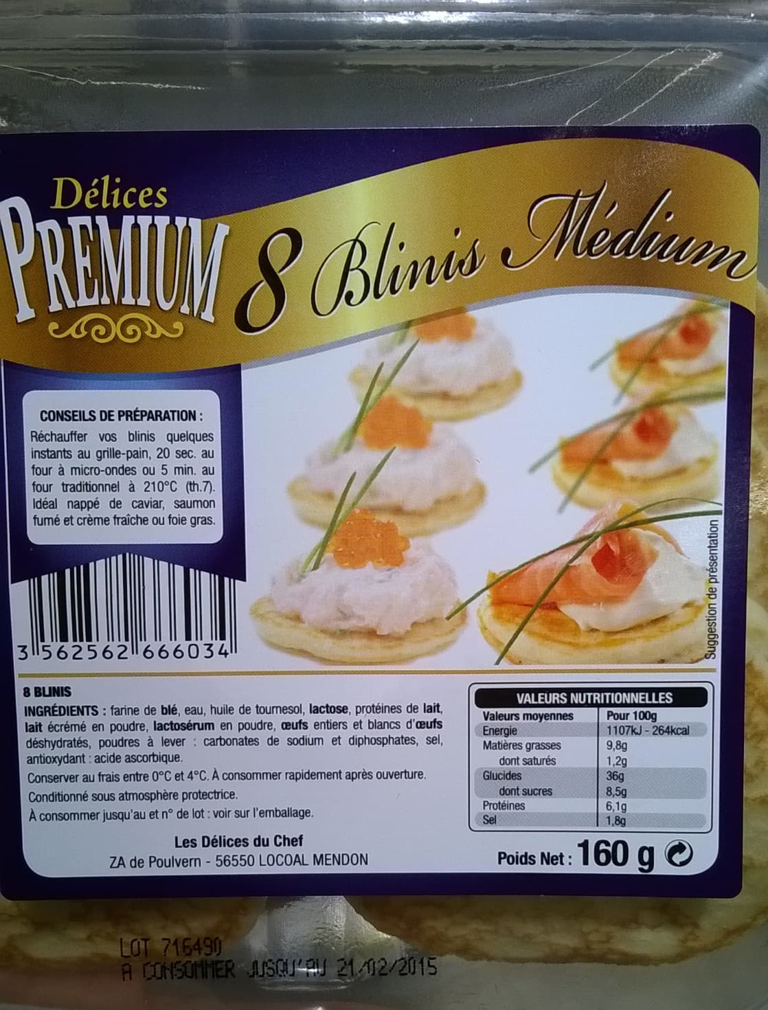 Délices Premium 8 Blinis Médium packshot