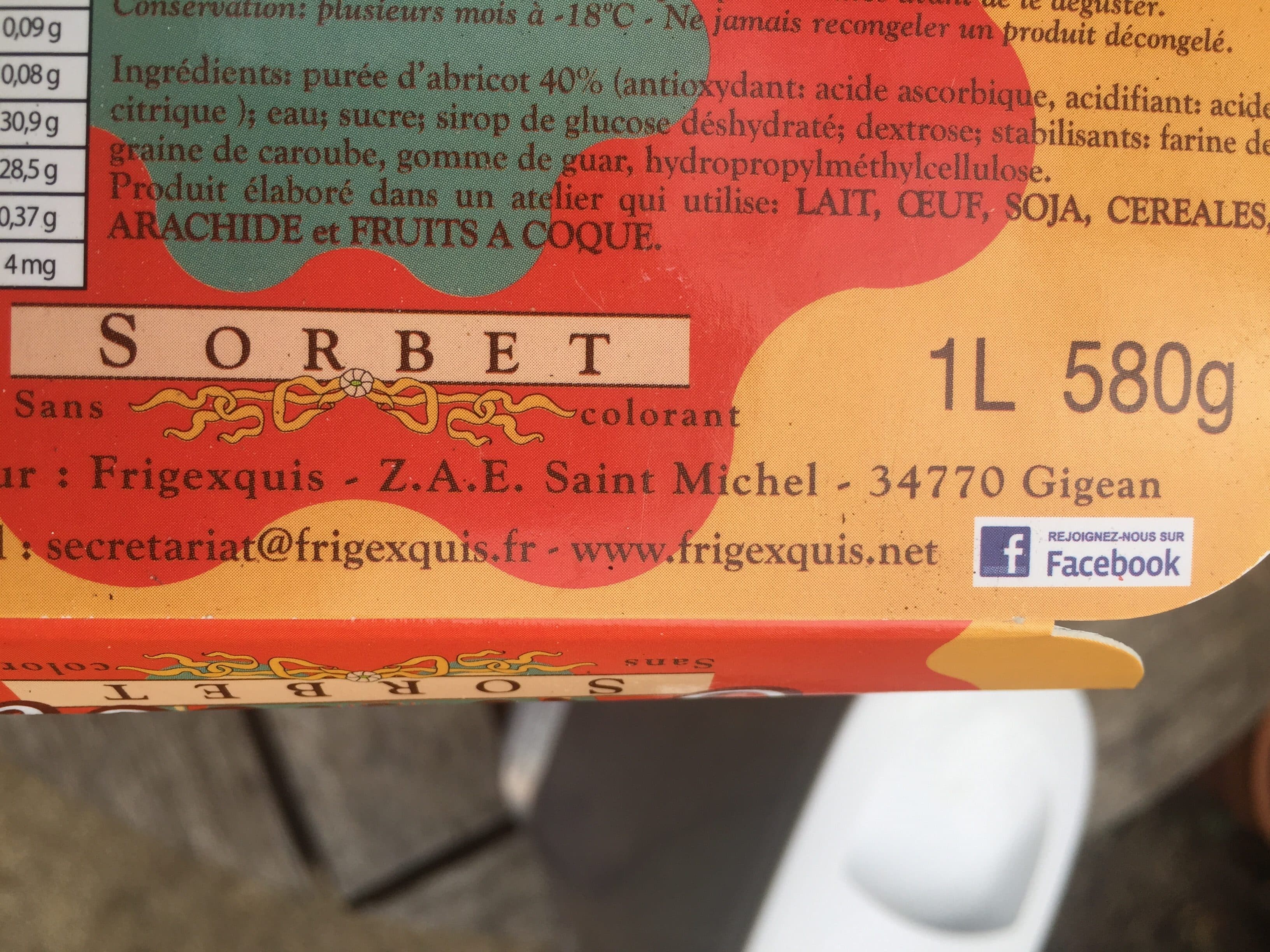 Les Cigalines Sorbet abricot packshot