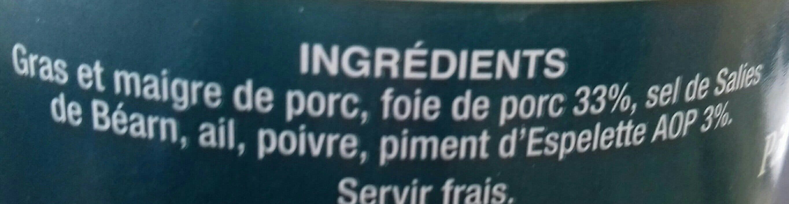 Le Vieux Chêne Pâté recette basque pur porc au piment d'espelette packshot