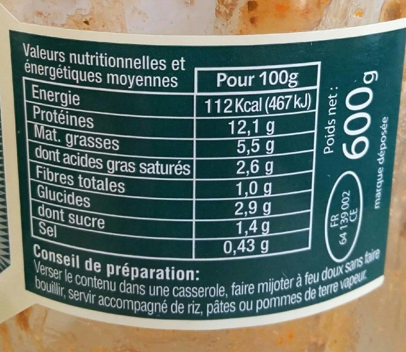Le vieux chêne Axoa au canard et cidre basque packshot