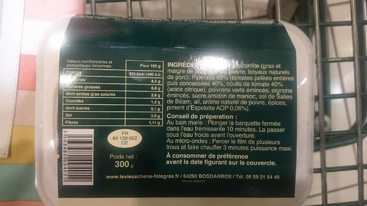 Le Vieux Chêne Saucisse confite à la piperade béarnaise packshot