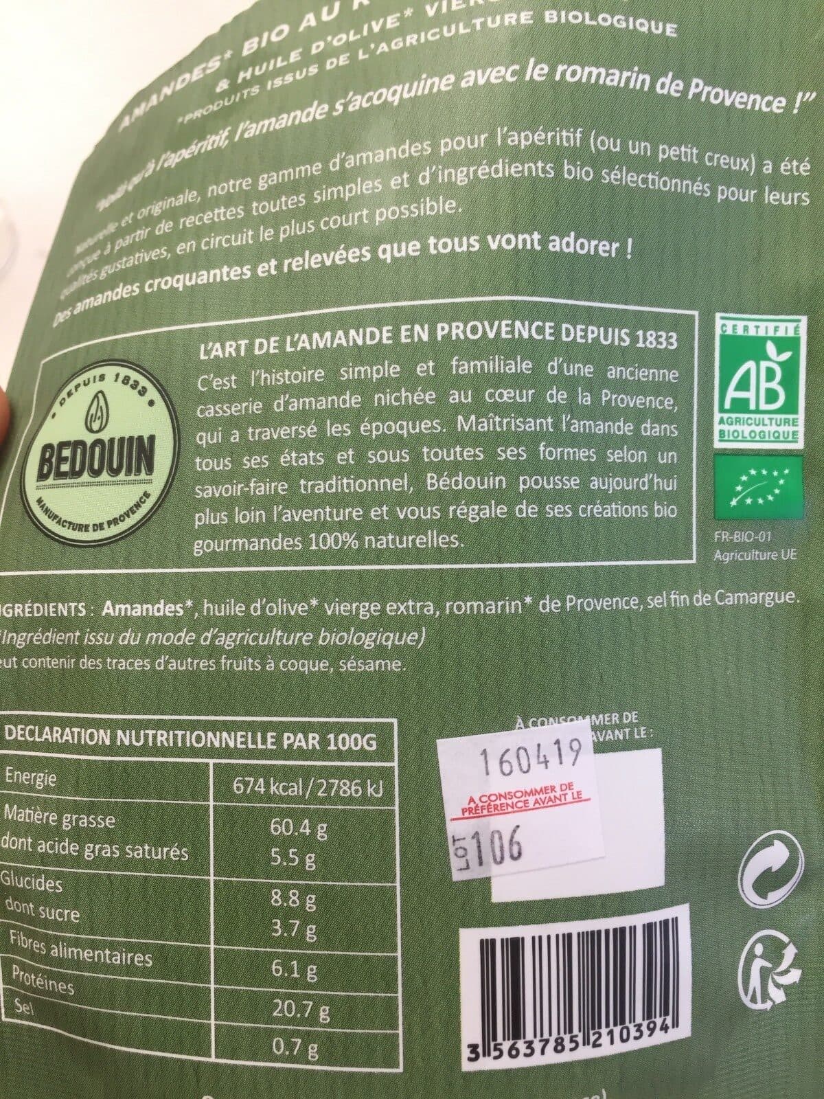 Open Food Facts amandes bio romarin packshot