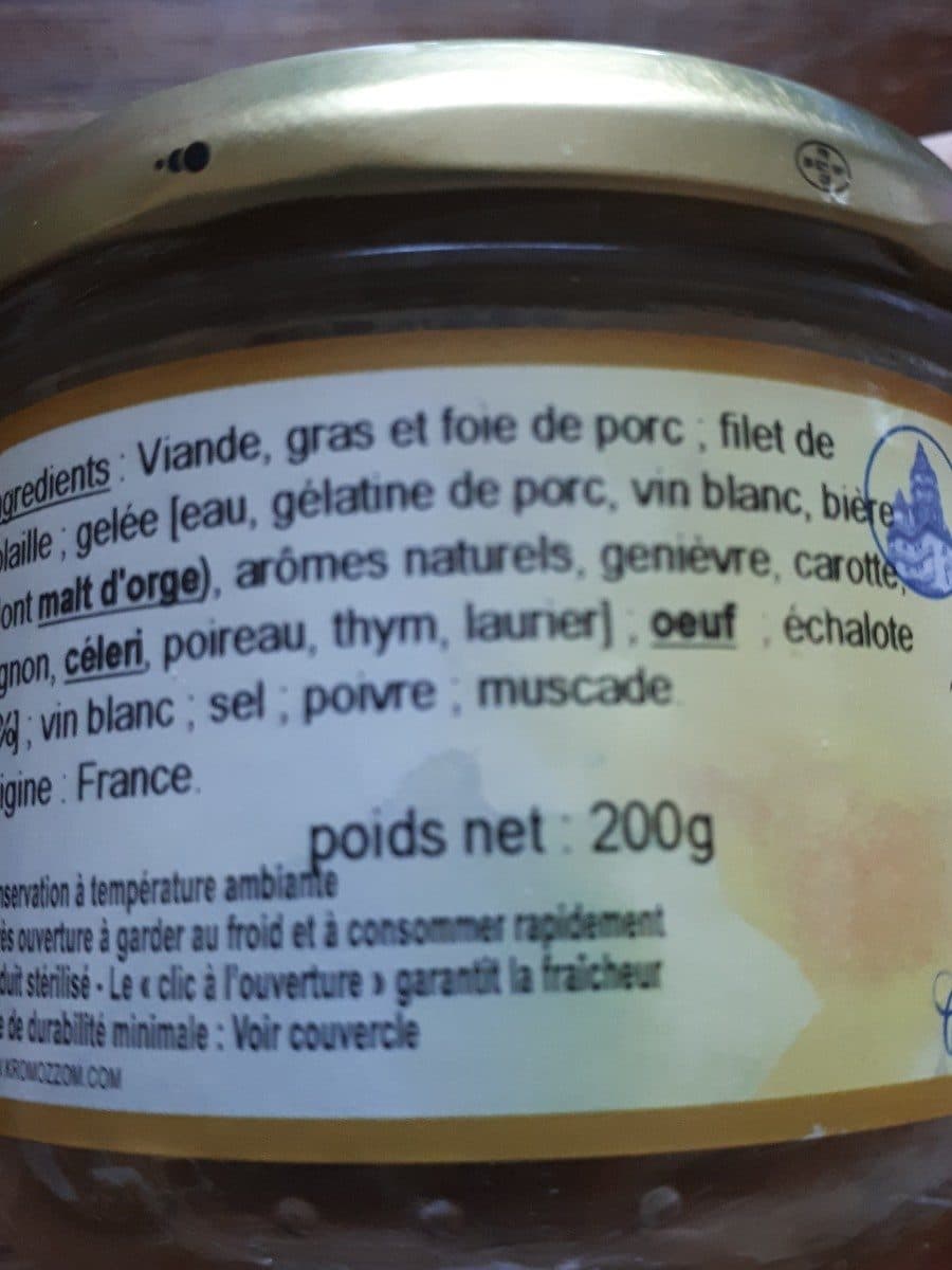 Les Délices des Flandres Terrine du Nord à l'échalote packshot