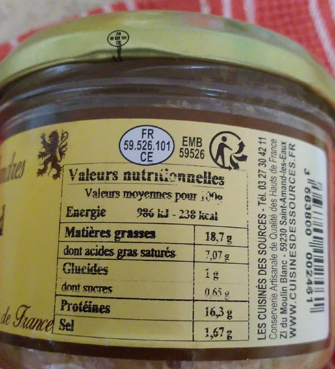 Les Délices des Flandres Terrine du Nord à l'échalote packshot