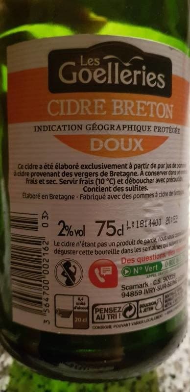 Marque Repère Cidre bouché breton doux 2 % packshot