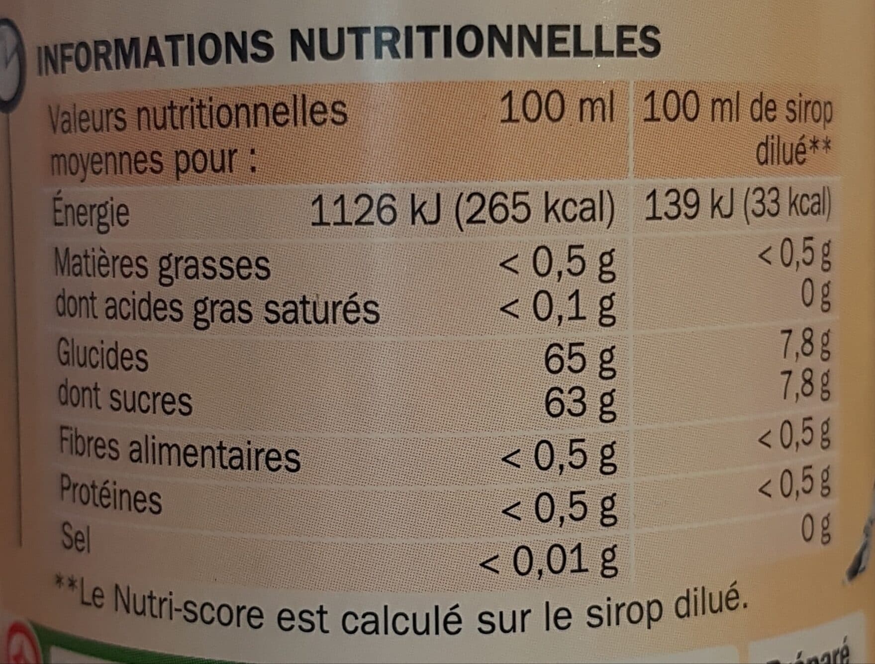 Marque Repère Sirop d'orange pur sucre packshot