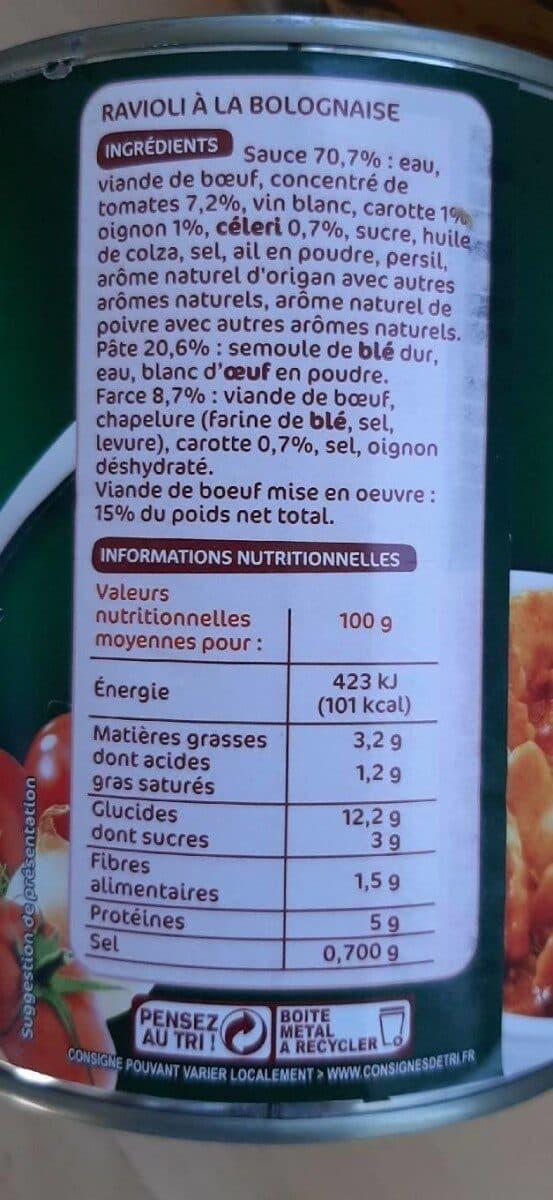 Marque Repère Turini Ravioli Bolognaise packshot