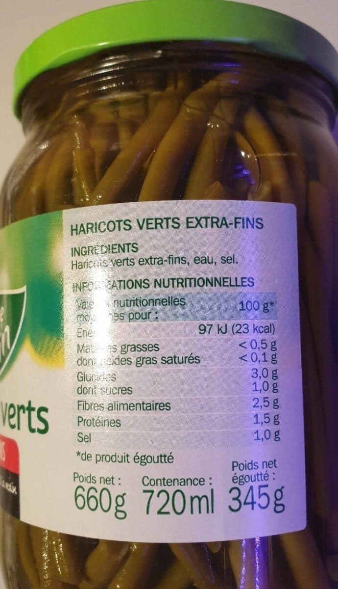 Notre jardin marque repère Haricots verts extra fins packshot