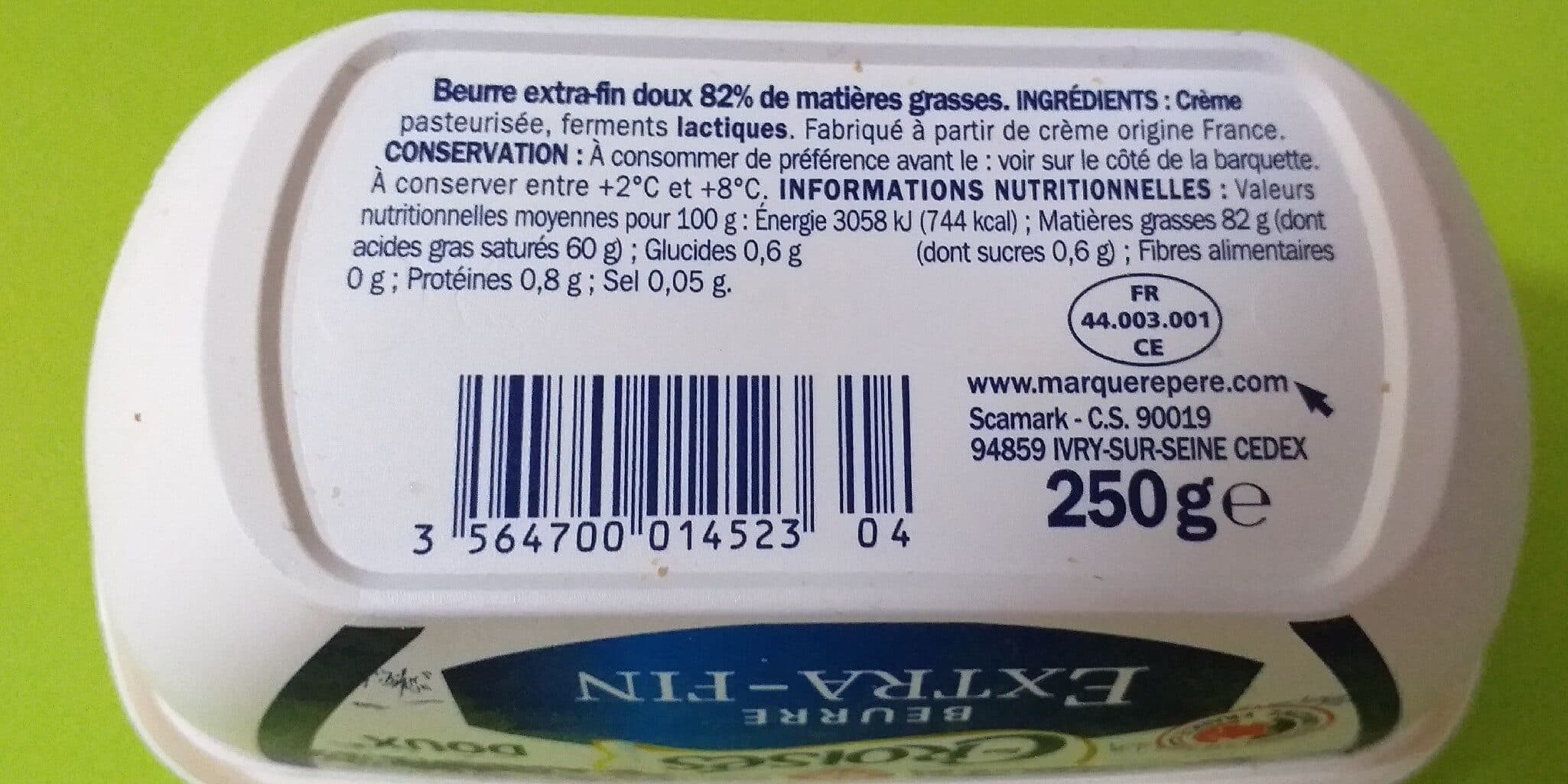 Marque Repère Beurre extra-fin doux - beurrier packshot