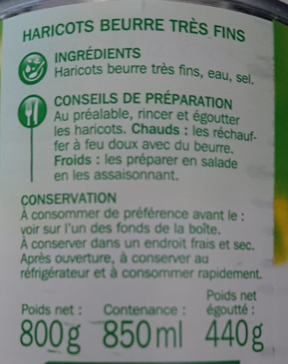 Marque Repère Haricots beurre packshot