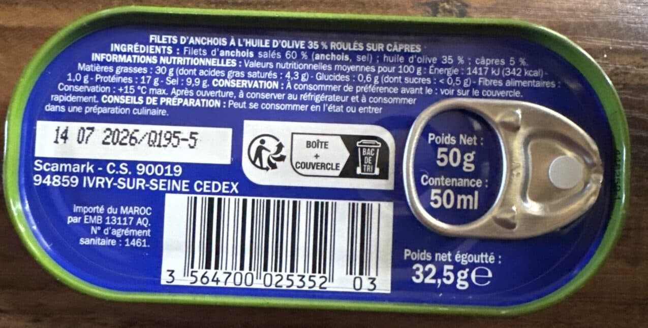 Marque Repère Filets d'anchois câpres packshot