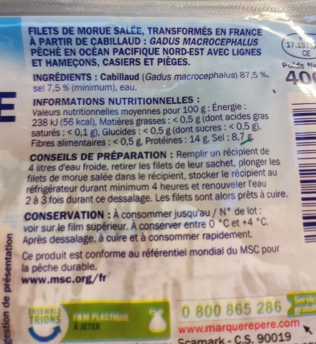 Marque Repère Filets de morue prêts à cuisiner packshot