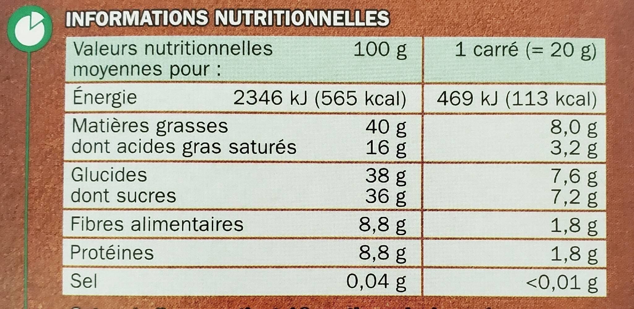 Marque Repère Chocolat noir noisettes entière packshot