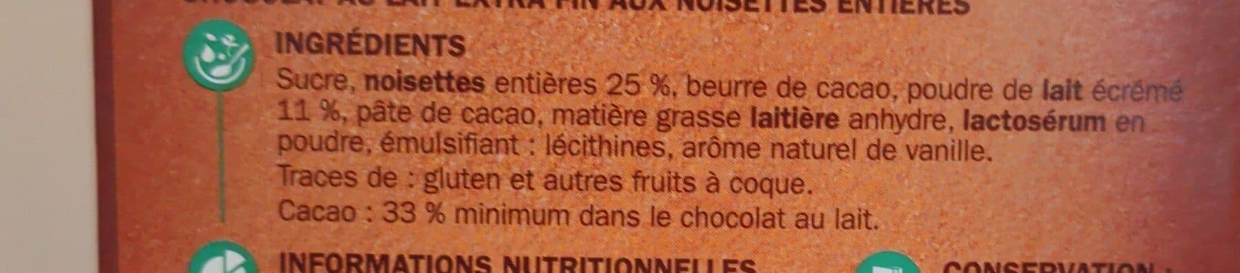Marque Repère Chocolat lait noisettes packshot