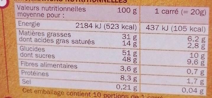 Marque Repère Chocolat Lait Raisins et Noisettes packshot
