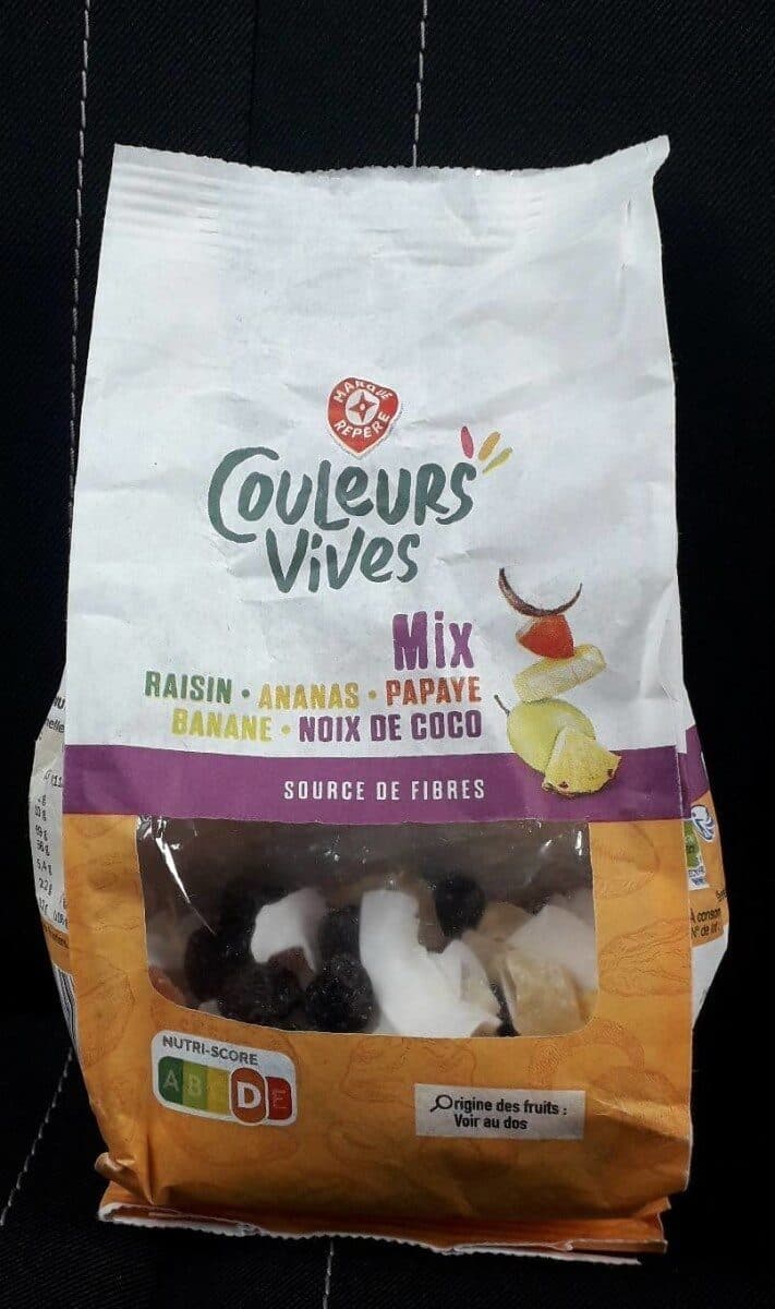 Marque Repère Mix raisin ananas papaye banane noix de coco packshot