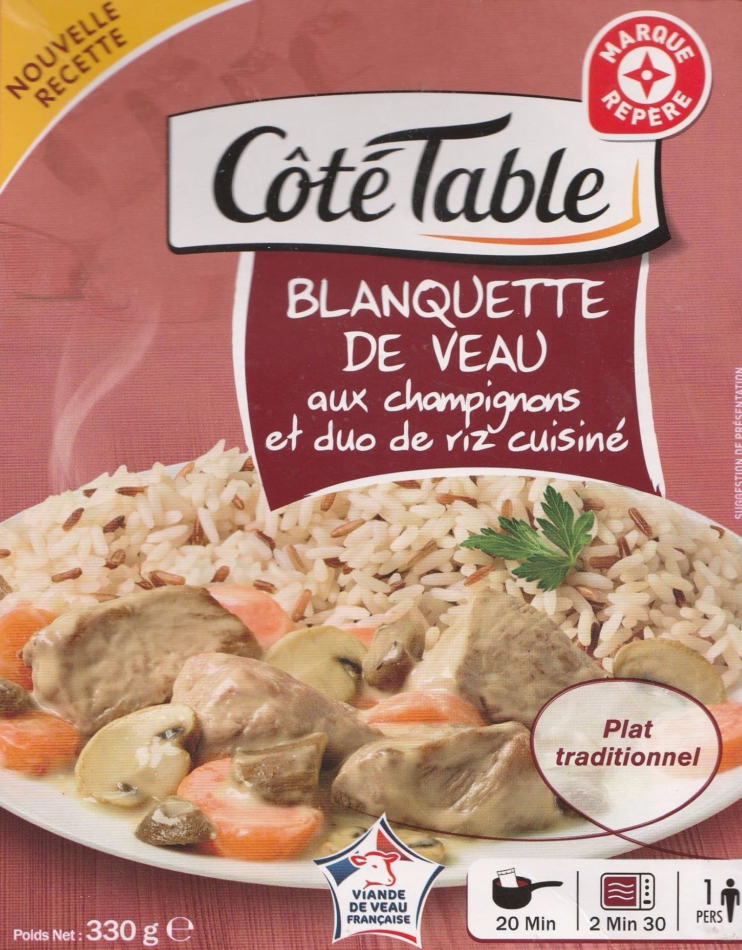 Marque Repère Blanquette de Veau aux champignons et duo de Riz Cuisiné packshot