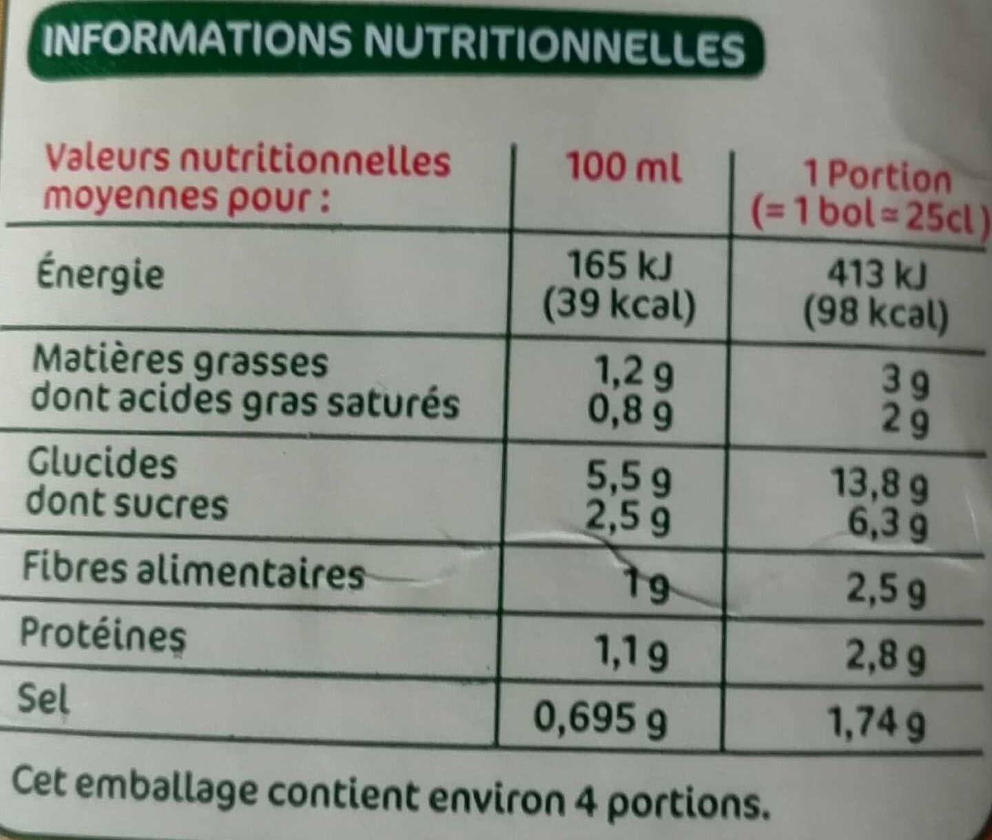 Marque Repère Velouté de carottes à la crème fraîche packshot
