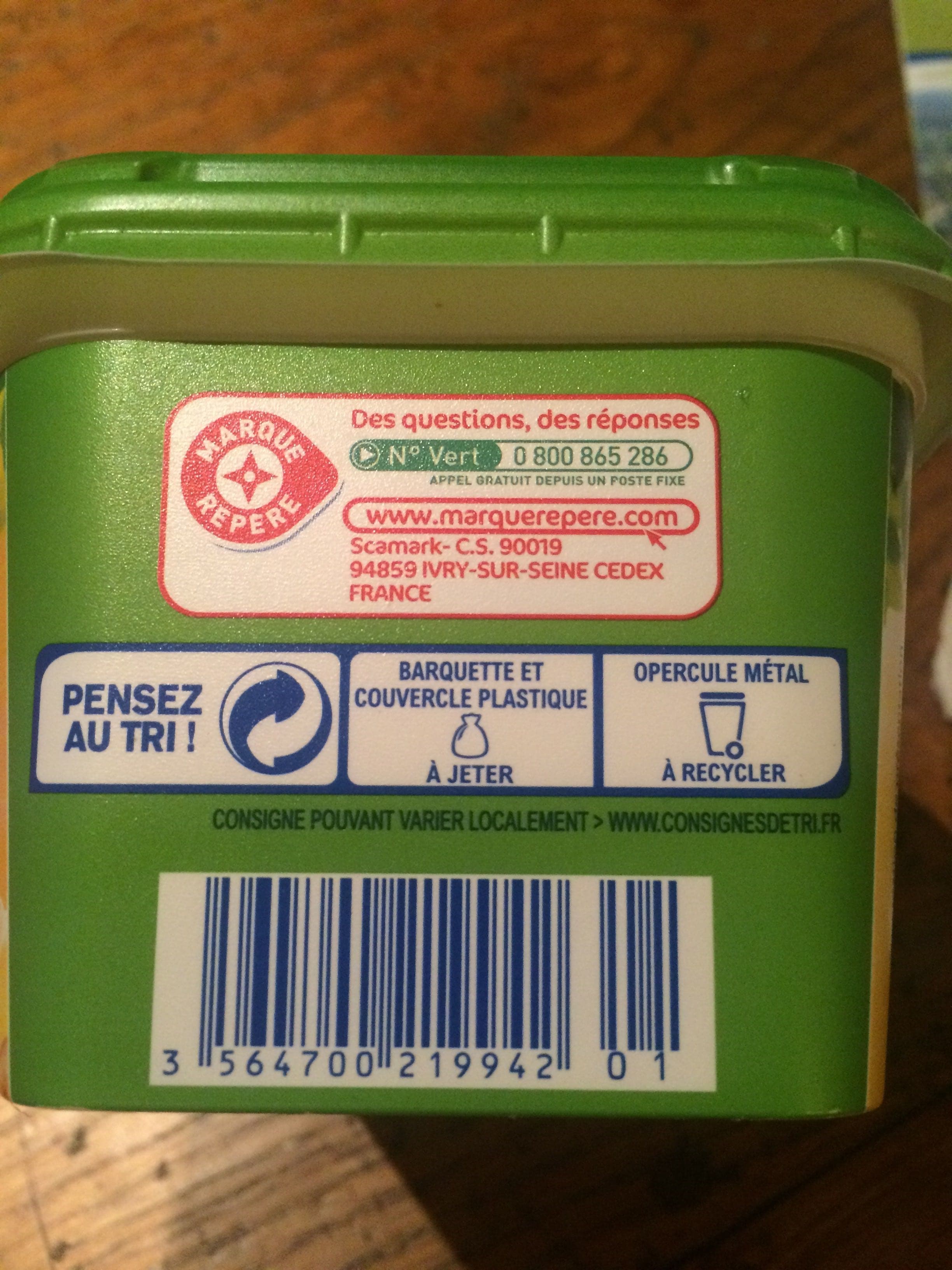 Marque Repère Matière grasse allégée à tartiner doux 38 % de Mat. Gr. - barquette packshot