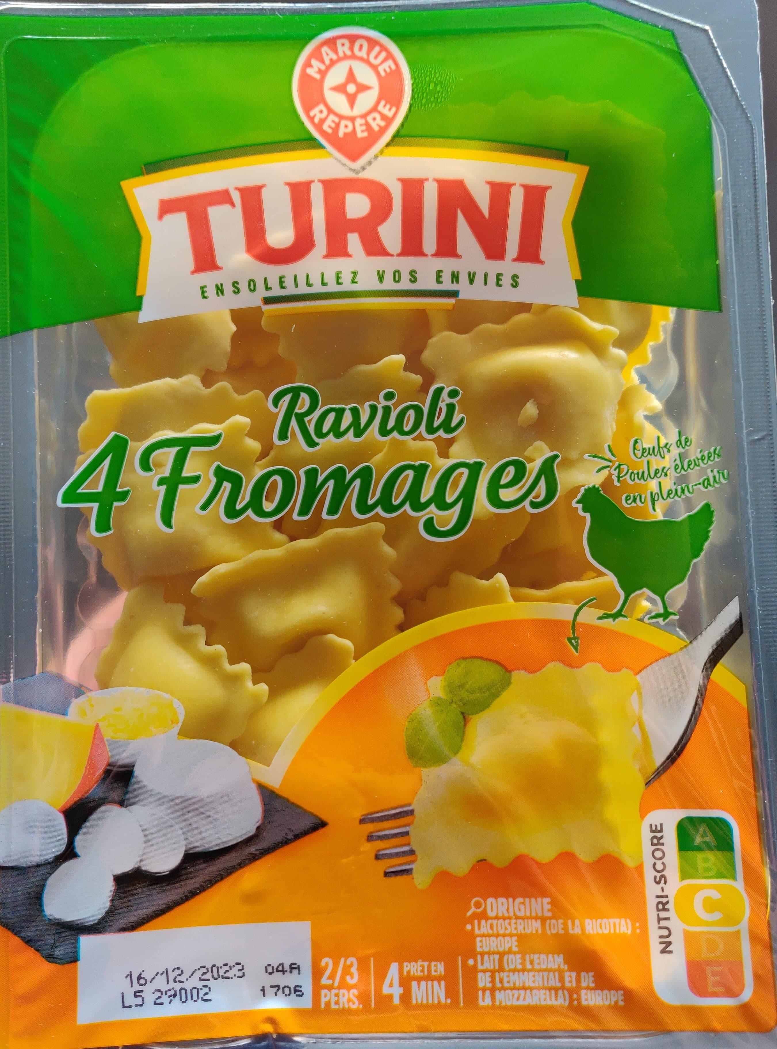 Marque Repère Raviolis 4 fromages packshot