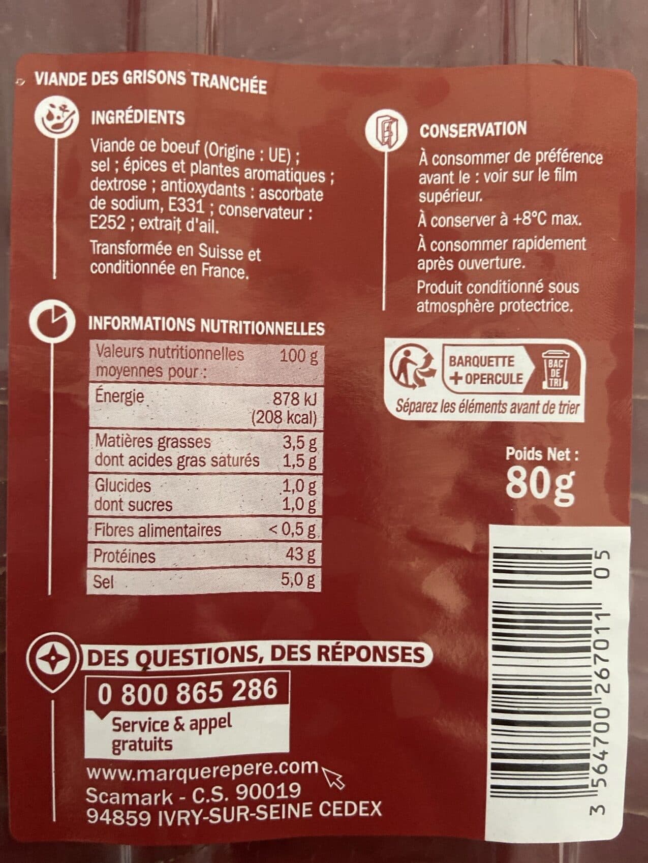Marque Repère Viande des grisons packshot