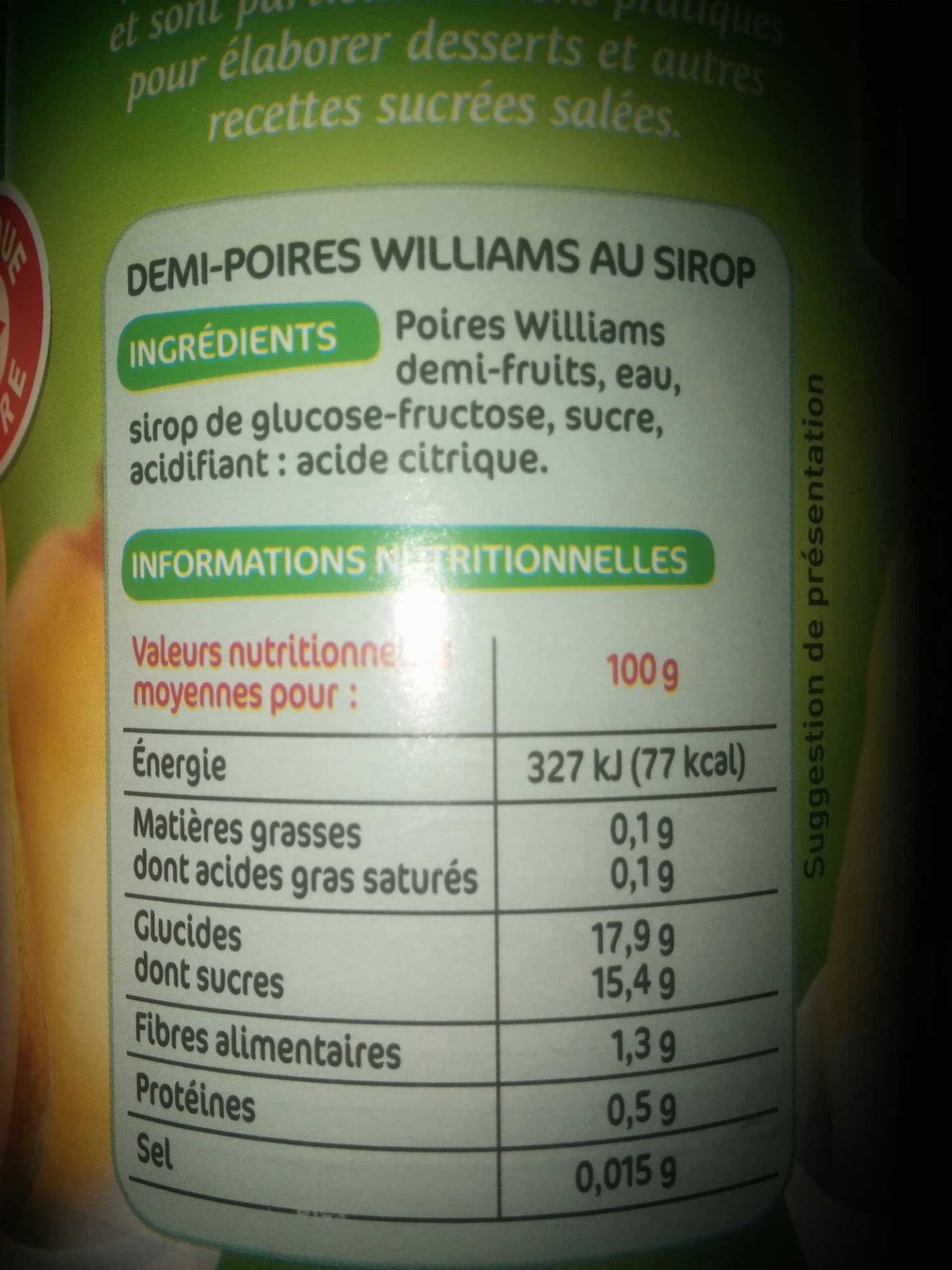 Marque Repère Poires william 1/2 fruits au sirop packshot