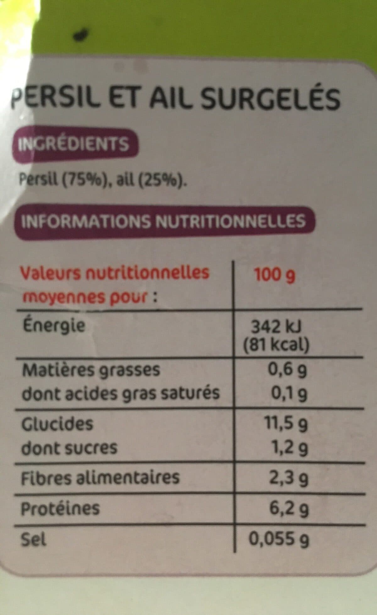 Marque Repère Mélange surgelé persil et ail packshot
