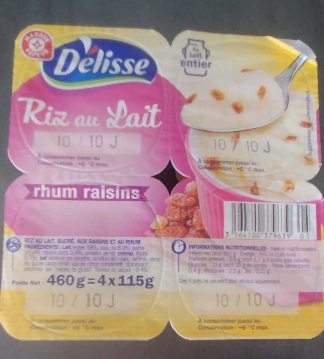 Délisse Riz au lait rhum raisins packshot