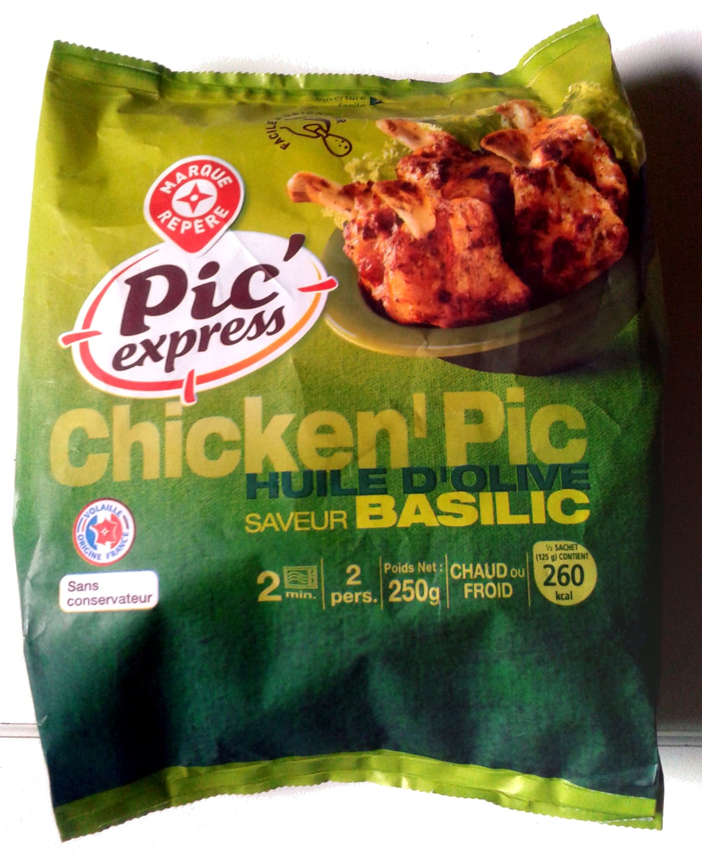 Marque Repère Chicken'pic huile d'olive et basilic packshot