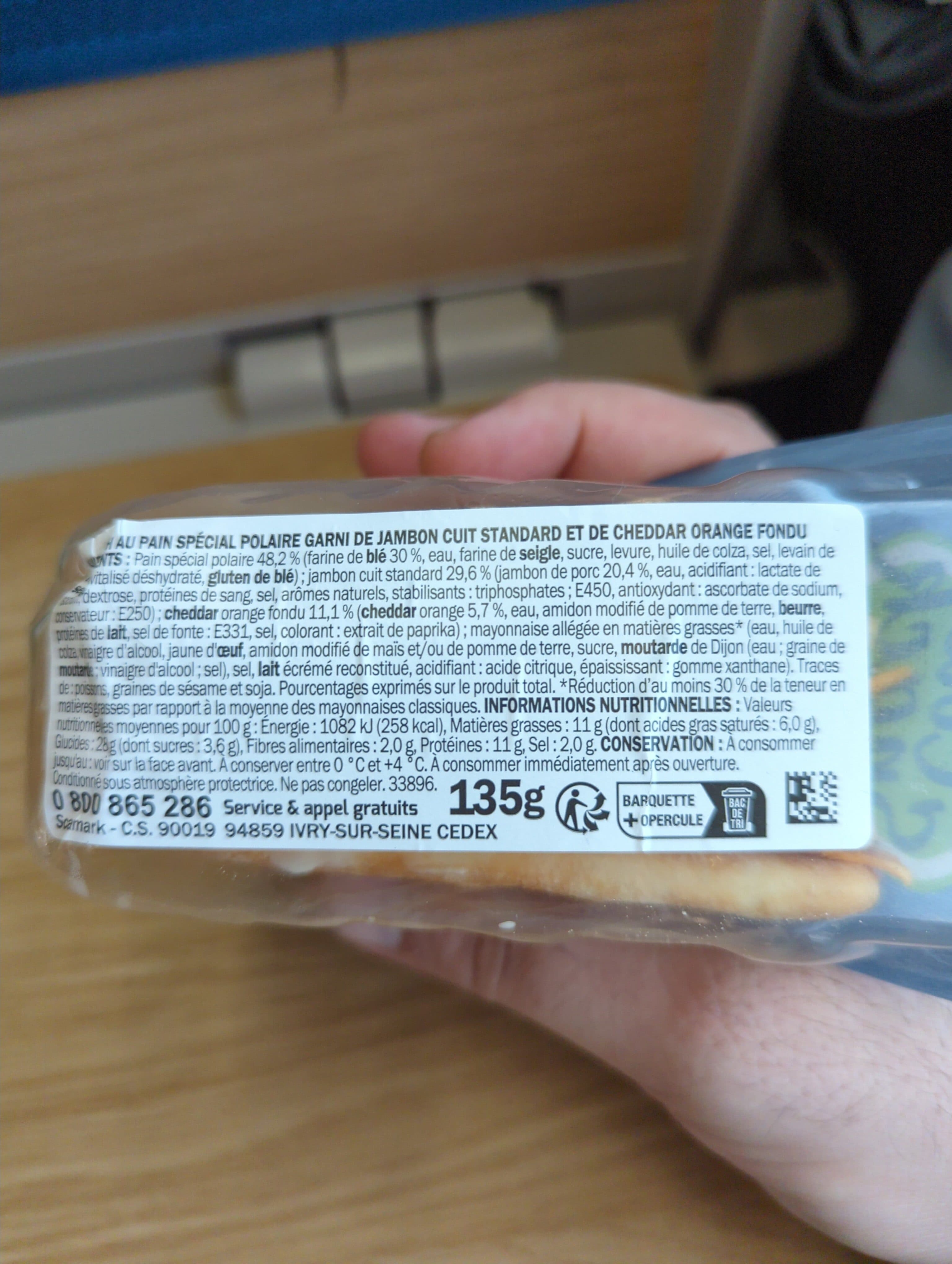 Marque Repère Sandwich polaire jambon-cheddar packshot