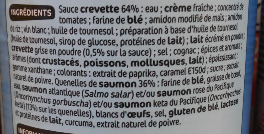 Marque Repère Quenelles de Saumon avec morceaux de saumon fumé sauce Crevette packshot