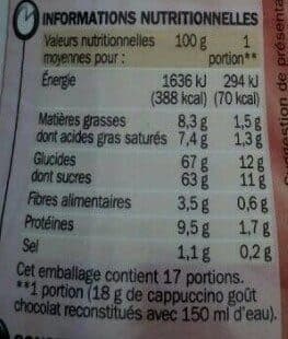 Marque Repère Cappuccino Goût chocolat packshot