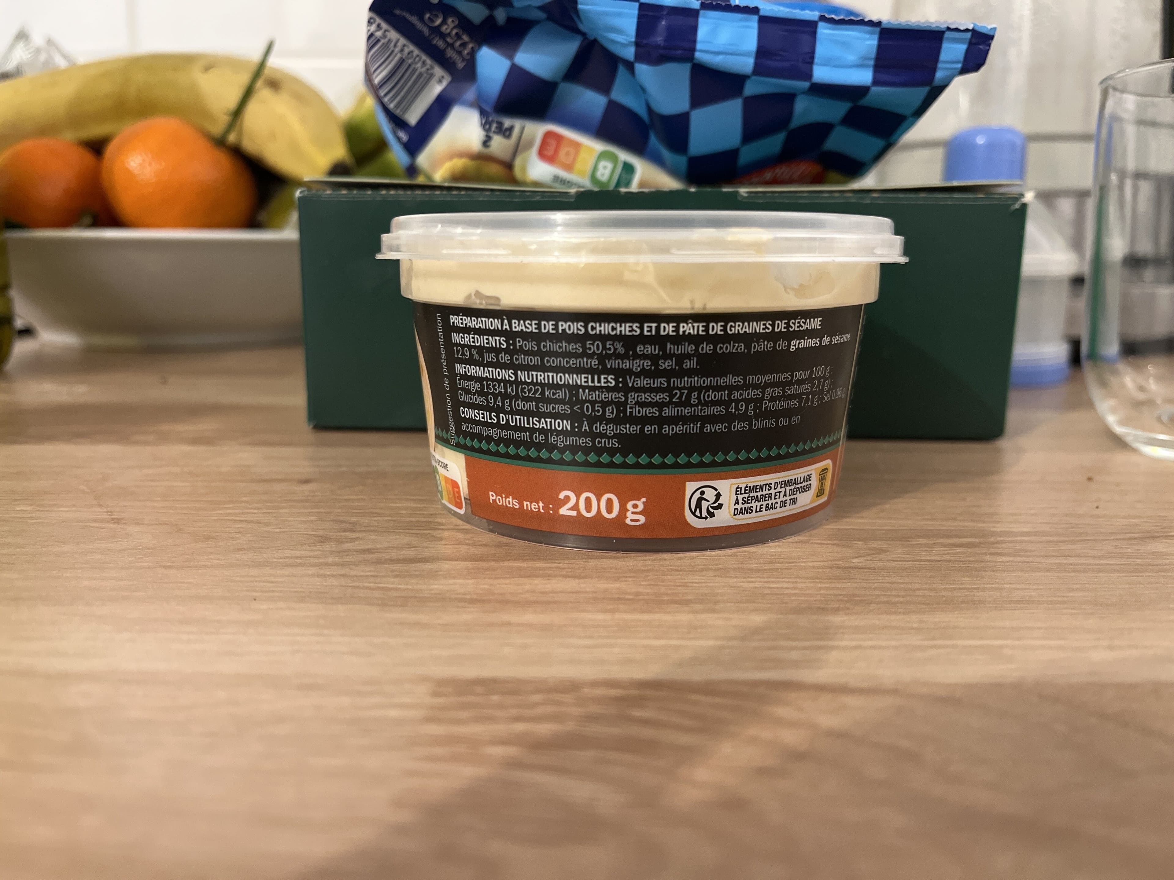 Marque Repère Houmous Purée de pois chiches aux graines de sesames packshot