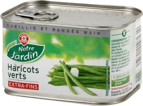Marque Repère Haricots verts extra fins boîte packshot