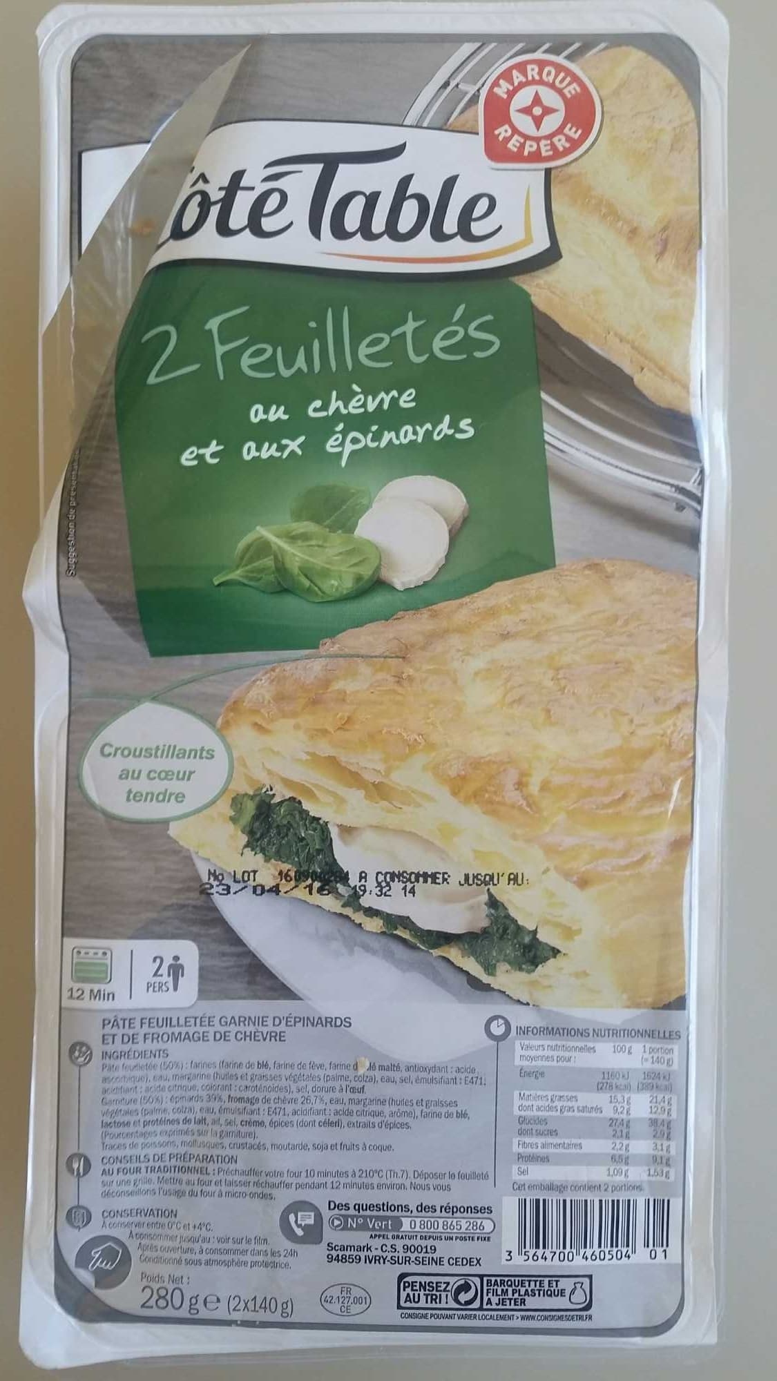 Marque Repère Feuilletés épinards et chèvre packshot