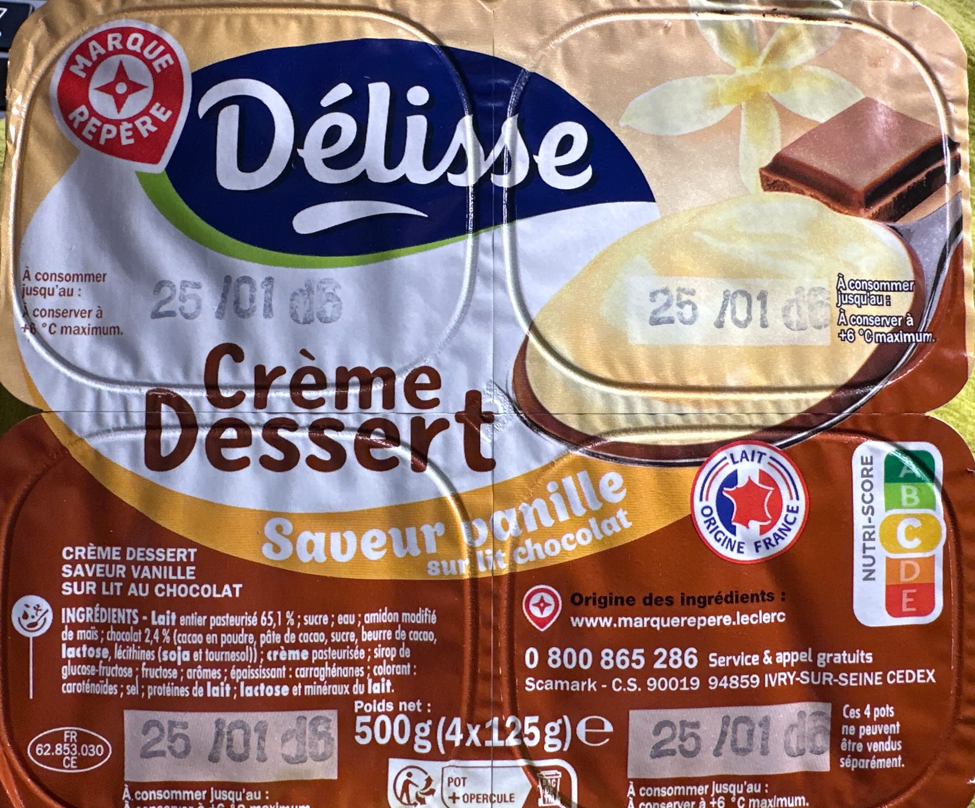 Délisse Crème dessert vanille sur lit de chocolat packshot