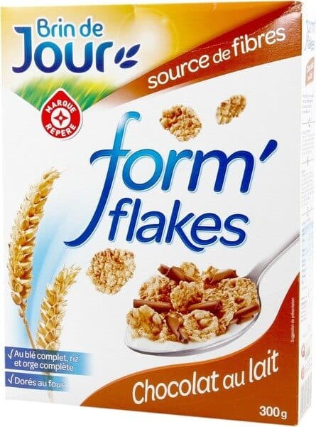 Marque Repère Formes flakes pétales de riz et de blé complet aux copeaux de chocolat au lait packshot