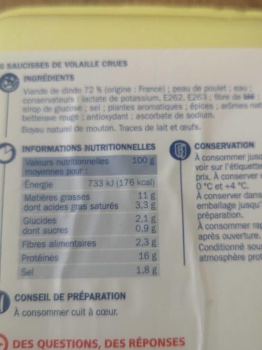 Marque Repère 6 Saucisses de Volaille packshot