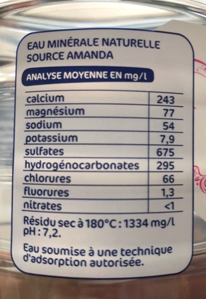 Marque Repère Eau minérale naturelle source Amanda packshot